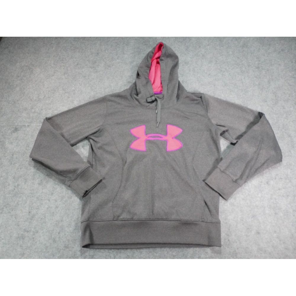 Under Armour‎ Hoodie Womens Medium Storm Coldgear Semi-Fitted Gray Pink Athletic
